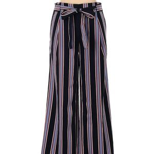 Ann Taylor Factory Striped Wide Leg Tie Front Pants Sz L